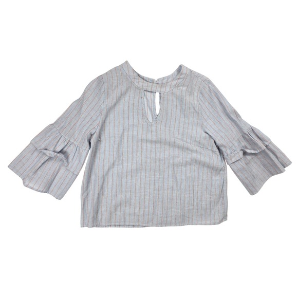 URBAN Romantics Tops - Urban Romantics Light Blue‎ Coral Stitched Top Bell Tunic Women's Size Small